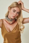 Kiremit Geometrik Desenli Bandana Fular BCNSV-25WT1031