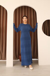 Mavi Uzun Kol Maxi Boy Triko Elbise BCES-253004
