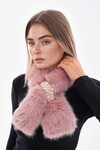 Pembe İçten Geçmeli Peluş Atkı Boyunluk BCNSV-25WT1018