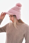 Pembe Ponponlu Kulak Kapatıcılı Siperli Kep Şapka  BCNSV-25WT1112