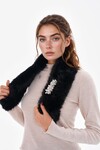Siyah2 İçten Geçmeli Peluş Atkı Boyunluk BCNSV-25WT1018