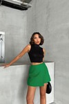 Yeşil 2 Düğmeli Kaşe Kumaş Şort Etek BCHN-2526414