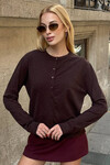 Acı Kahve Bisiklet Yaka Düğmeli Triko Hırka BCHZCK-251267