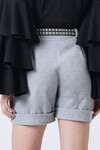Açık Gri Duble Paça Çift Cepli Kışlık Kaşe Şort BCHNV-251220
