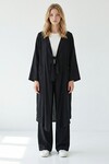 Alaçatı Keten Siyah Bağlamalı Kimono Takım
