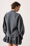 Antrasit Balon Kol Gizli Patlı Dokuma Gömlek BCRY-261276