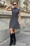Antrasit Cep Detaylı Kolsuz Mini Triko Elbise BCHZCK-251268