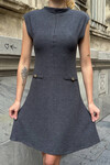 Antrasit Cep Detaylı Kolsuz Mini Triko Elbise BCHZCK-251268