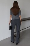 Antrasit Kemerli Çift Cepli Palazzo Pantolon BCRU-261310