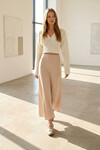Bej Yüksek Bel Basic Saten Etek BCHCA-251231