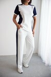Beyaz Blok Detaylı Yumuşak Dokulu Modal Kumaş Alt Üst Takım BCHN-2626126