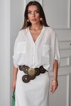 Beyaz Çift Cepli Yarasa Kol Gömlek BCRU-261296