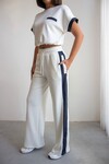 Beyaz Renk Bloklu Beli Lastikli Yumuşak Dokulu Kumaş Alt Üst Takım BCHN-2626133