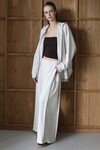 Beyaz Yüksek Bel Çift Cepli Palazzo Dokuma Pantolon BCRU-261309