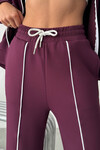 Bordo Yumuşak Dokulu Biyeli Palazzo Pantolon Ve Fermuarlı Sweatshirt Takım BCHN-25261024