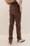 Çikolata Çift Cepli Bel Ve Bilek Lastikli İçi Şardonlu Casual Suni Deri Pantolon BCHYL-251226
