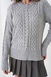 Gri Kalın Örgü Desenli Bisiklet Yaka Triko Kazak BCHPK-251250