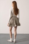 Gri Katlı Volanlı Mini Etek BCRY-261272