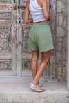 Haki Beli Lastikli Cepli Müslin Salaş Şort