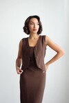 Kahve Tensel Kumaş Yelekli Model Elbise BCHN-2526108