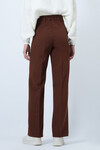 Kahverengi Beli Lastikli Düğme Kapamalı Çift Cepli Pantolon BCHAV-251229
