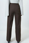 Kahverengi Kemerli Düğme Kapamalı Çift Cepli Palazzo Pantolon BCHAV-251230