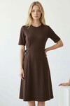 Koyu Kahve Tokalı Modal Kumaş Elbise
