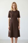 Koyu Kahve Tokalı Modal Kumaş Elbise