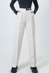 Krem Kemerli Düğme Kapamalı Çift Cepli Palazzo Pantolon BCHAV-251230