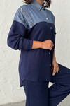 Lacivert Kot Kumaş Garnili Yumuşak Dokulu Pantolon Gömlek Takım BCHN-25261022