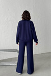 Lacivert Yumuşak Dokulu Biyeli Palazzo Pantolon Ve Fermuarlı Sweatshirt Takım BCHN-25261024