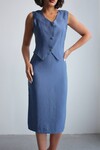 Mavi Tensel Kumaş Yelekli Model Elbise BCHN-2526108