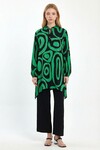 Yeşil Geometrik Desenli Pantolon Ve Uzun Tunik Alt Üst Takım