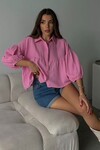 Pembe Kısa Kol Müslin Kumaş Premium Gömlek BCRU-261292