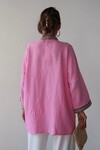 Pembe Nakış Detaylı Keten Kimono BCRU-261303