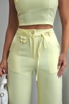 Sarı Aksesuar Detaylı Bluz Ve Pantolon Dokuma Alt Üst Takım BCHN-2526127