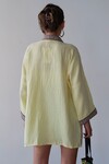 Sarı Nakış Detaylı Keten Kimono BCRU-261303
