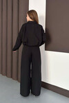 Siyah Fermuarlı Ceket Ve Pileli Pantolon Dokuma Alt Üst Takım BCHN-254003