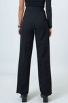 Siyah Kemerli Düğme Kapamalı Çift Cepli Palazzo Pantolon BCHAV-251230
