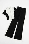 Siyah Renk Bloklu Fermuarlı Yumuşak Dokulu Kumaş Eşofman Takımı BCHN-2626953TK
