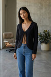 Siyah V Yaka Bağlamalı Bluz BCHPK-251243