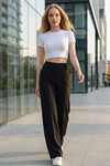 Siyah Yüksek Bel Önü Çimalı Bol Paça Çift Cepli Eşofman Altı BCHYL-251228