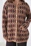 Vizon Baklava Desenli Düğmeli Cepli Triko Hırka BCHPK-251254