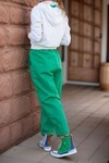 Yeşil Gabardin Beli Lastikli Cepli Salaş Pantolon